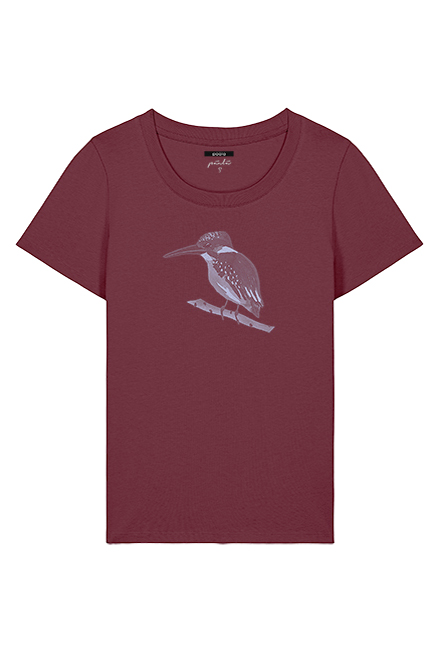 T-shirt ijsvogel biokatoen bordeaux - Afbeelding 2