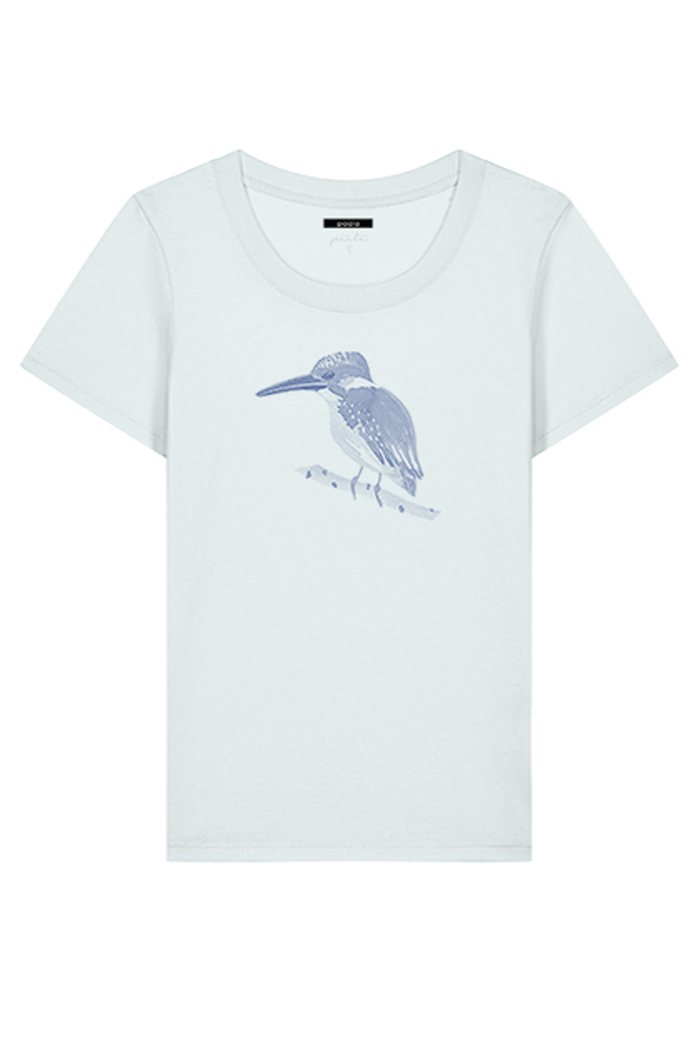T-shirt ijsvogel biokatoen lichtblauw