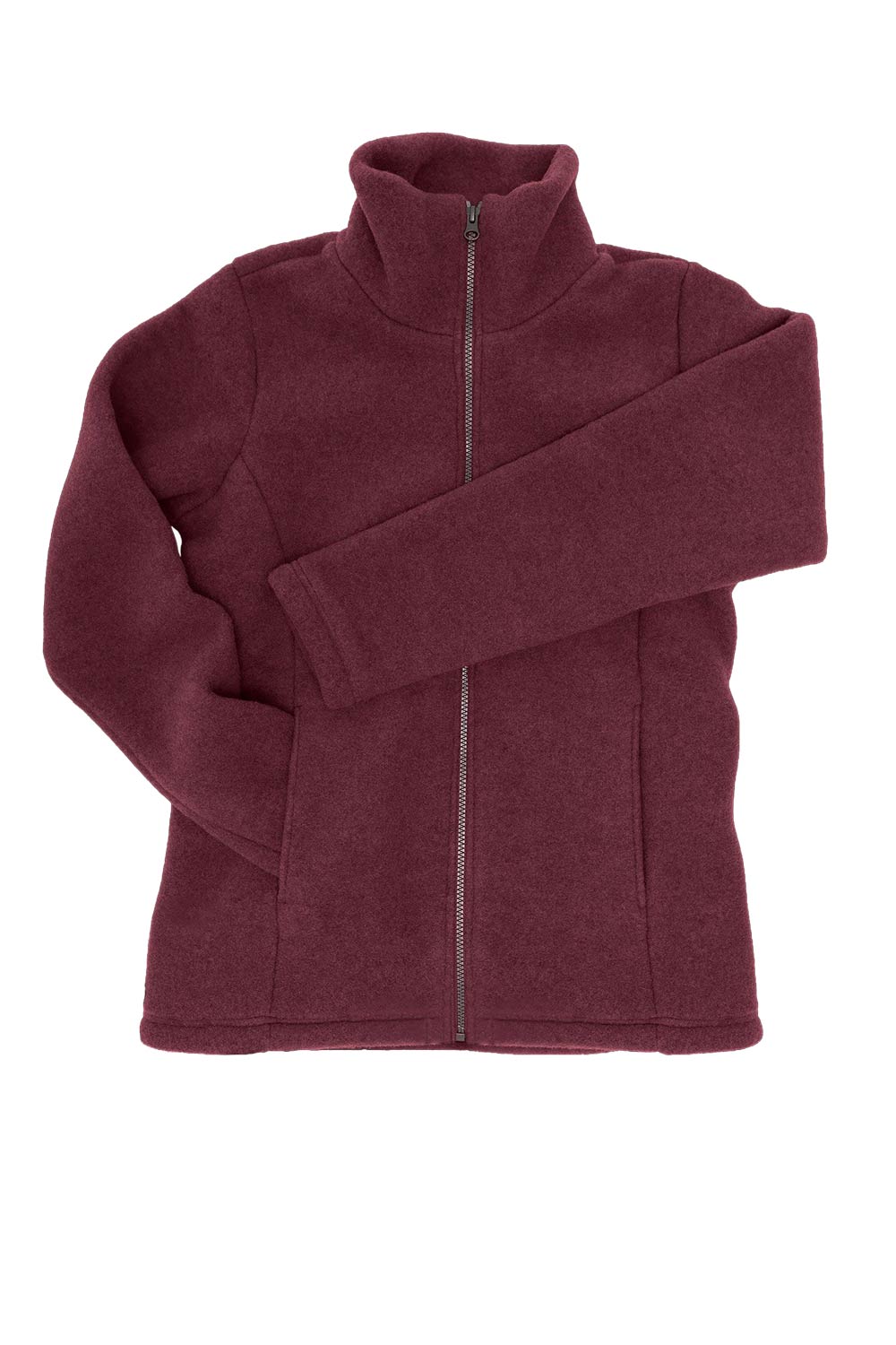 Wollen damesfleecevest 100% merinowol bordeaux