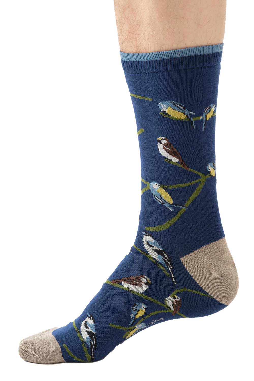 Sokken biokatoen vogels donkerblauw