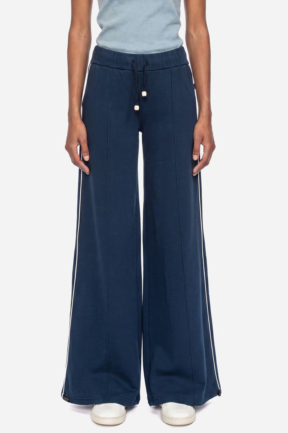Tricot broek wijduitlopende pijp navy