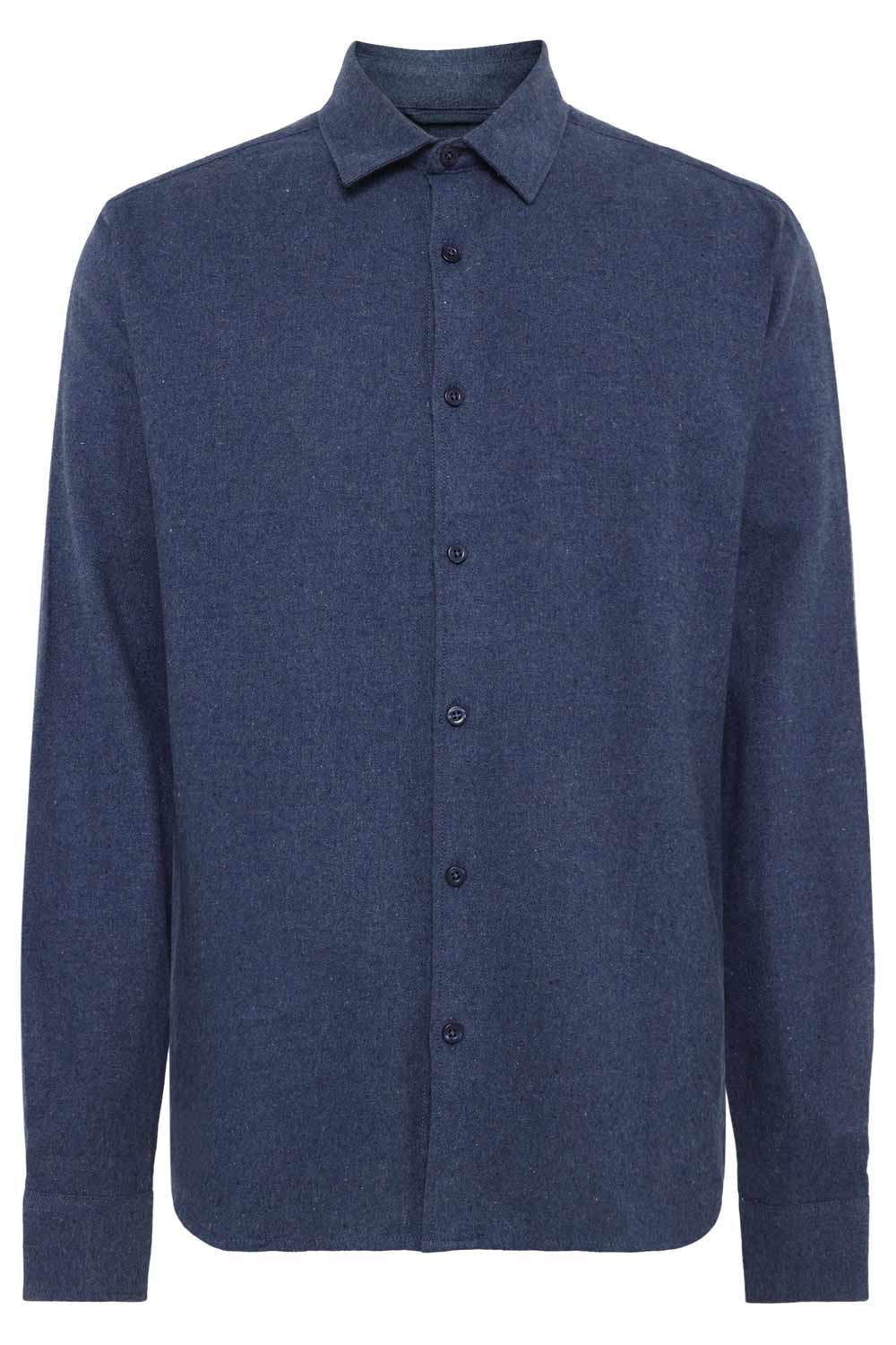 Flanellen overhemd blauw melange