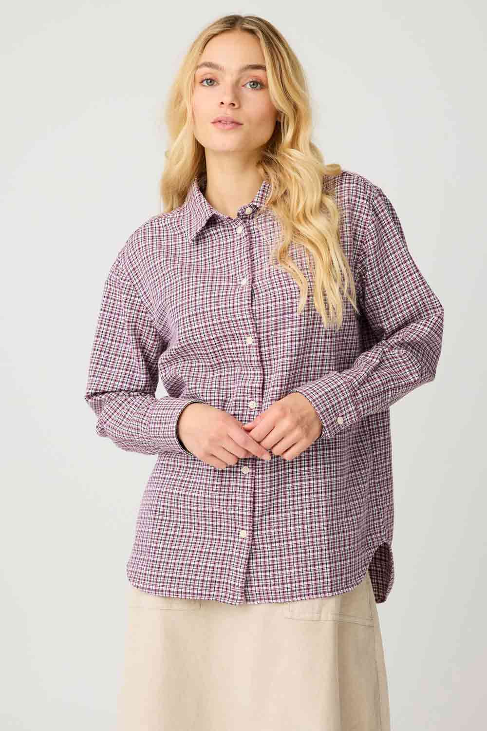Geruite overhemdblouse roze - Afbeelding 2