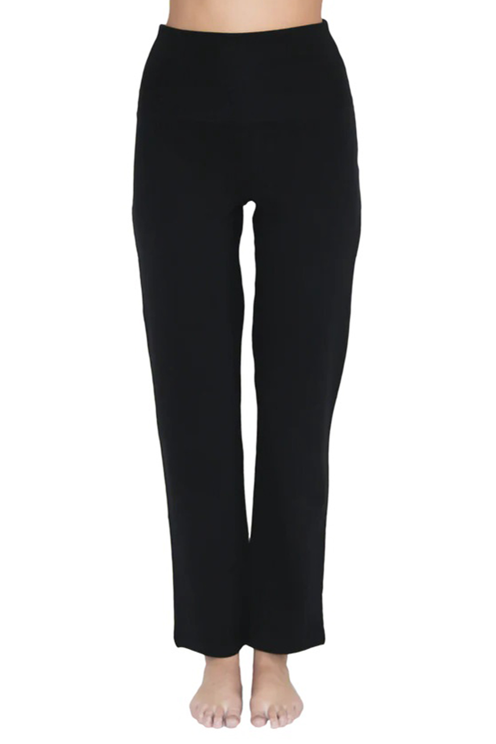 Yogabroek met brede omslagband zwart
