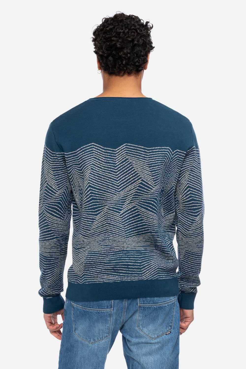 Biokatoenen trui blauw print - Afbeelding 2