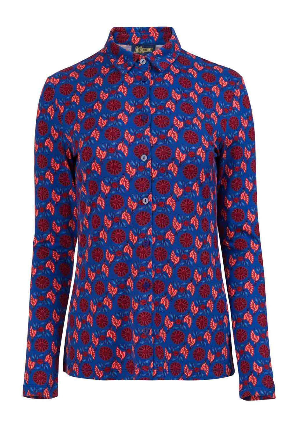 Blouse ecovero bloemen en vogel