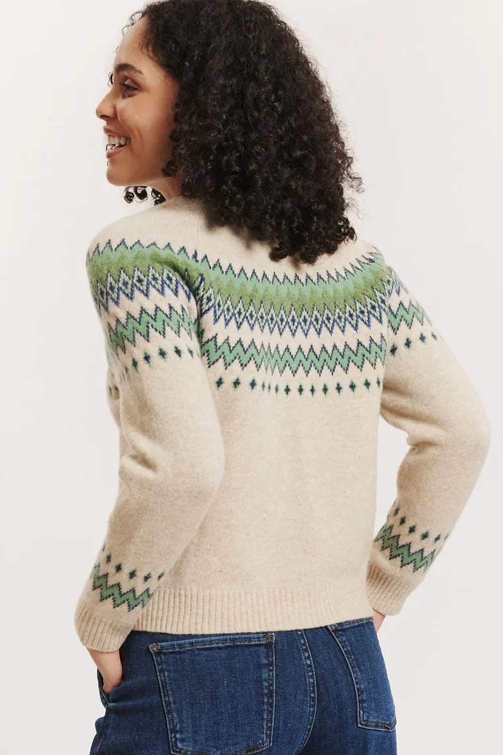 Vest lamswol Noors motief creme - Afbeelding 3
