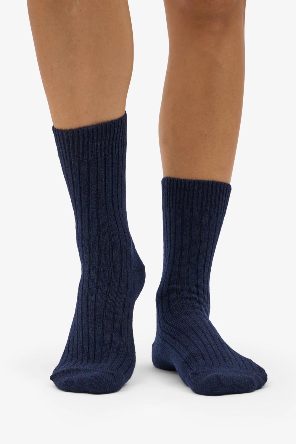 Sokken gerecyclede wol/biokatoen donkerblauw