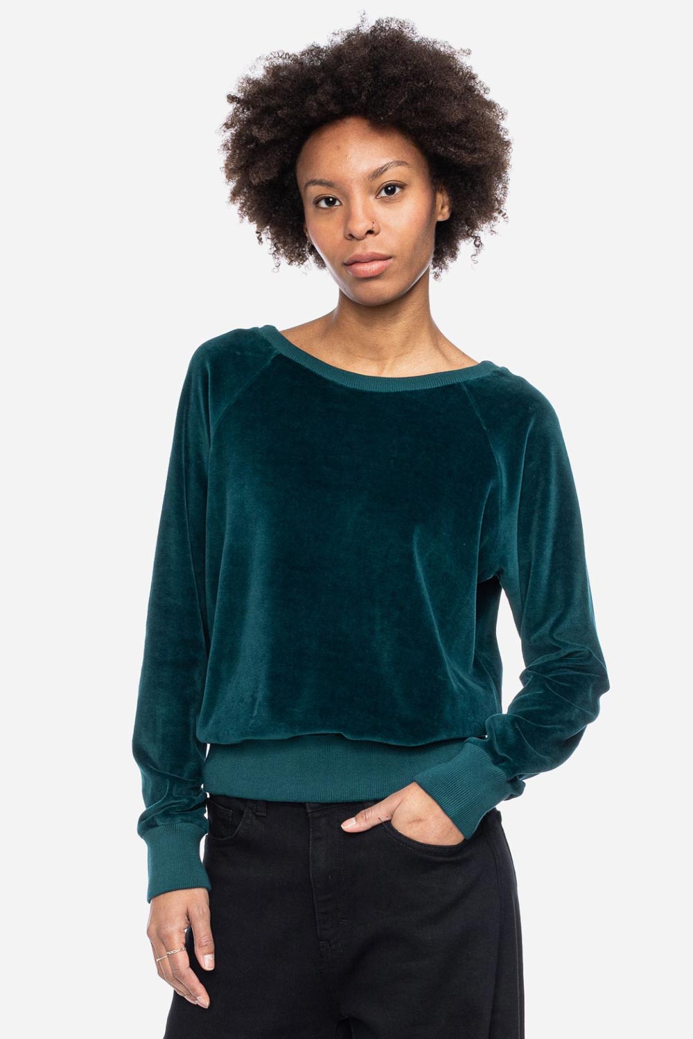 Velours sweater deep teal