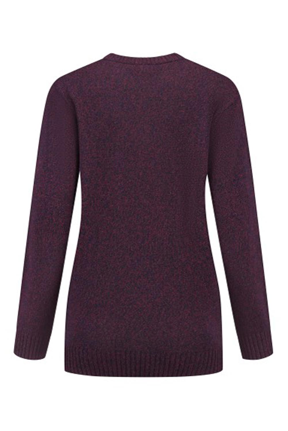 Trui gerecycelde wol aubergine-blauw gemêleerd - Afbeelding 2