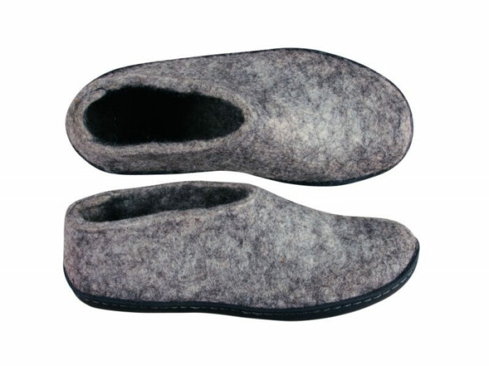 Wollen slof schoen - zwarte rubber zool diverse kleuren - Afbeelding 2