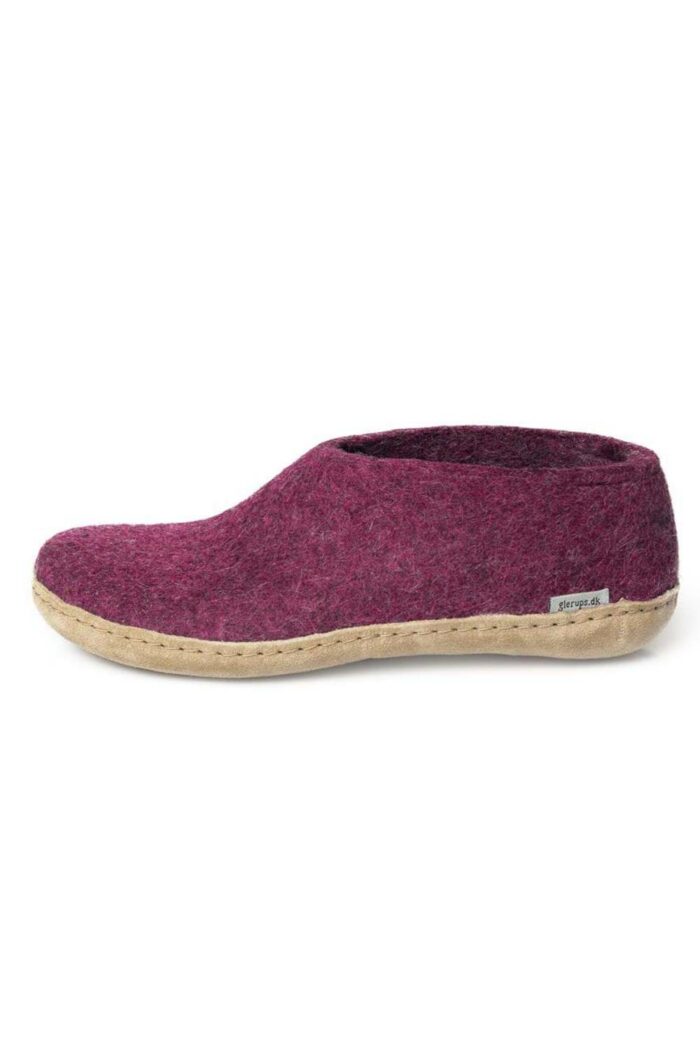 Wolvilten slof schoen - leren zool - roze - Afbeelding 2