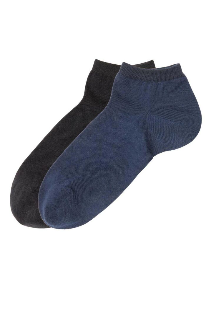 Sneakersok katoen 2-pack zwart/blauw