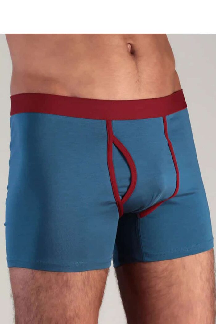 Boxershort lange pijp met gulp - blauw
