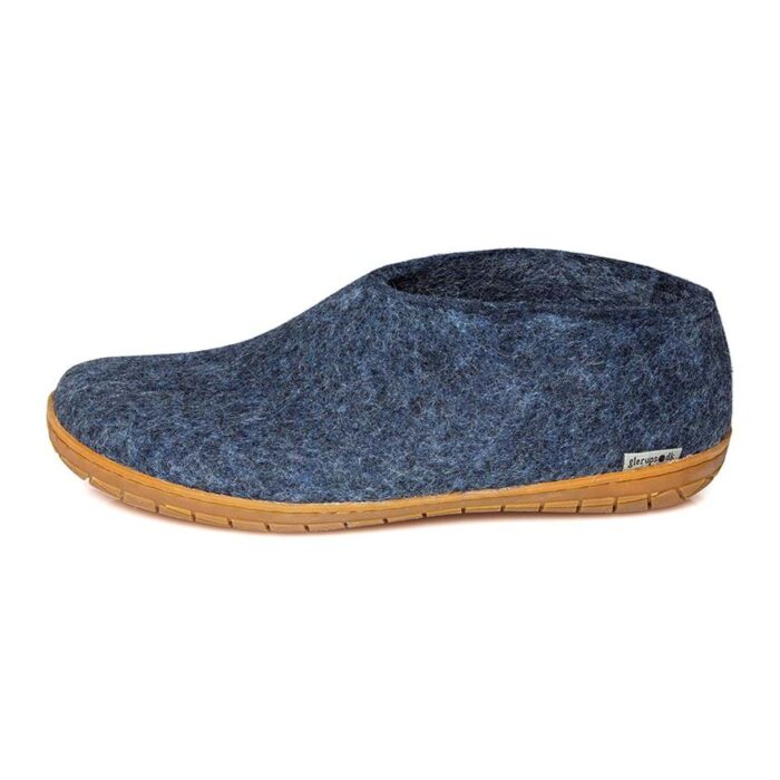 Wollen slof schoen - rubber zool- blauw - Afbeelding 2