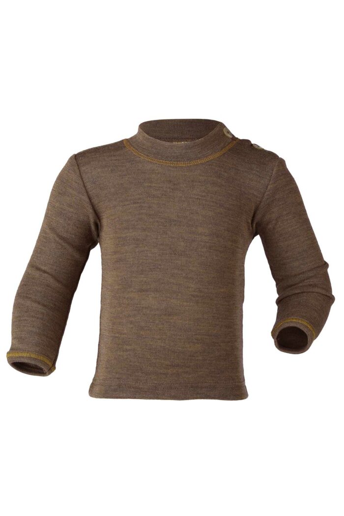 Babyshirt wolzijde walnootbruin