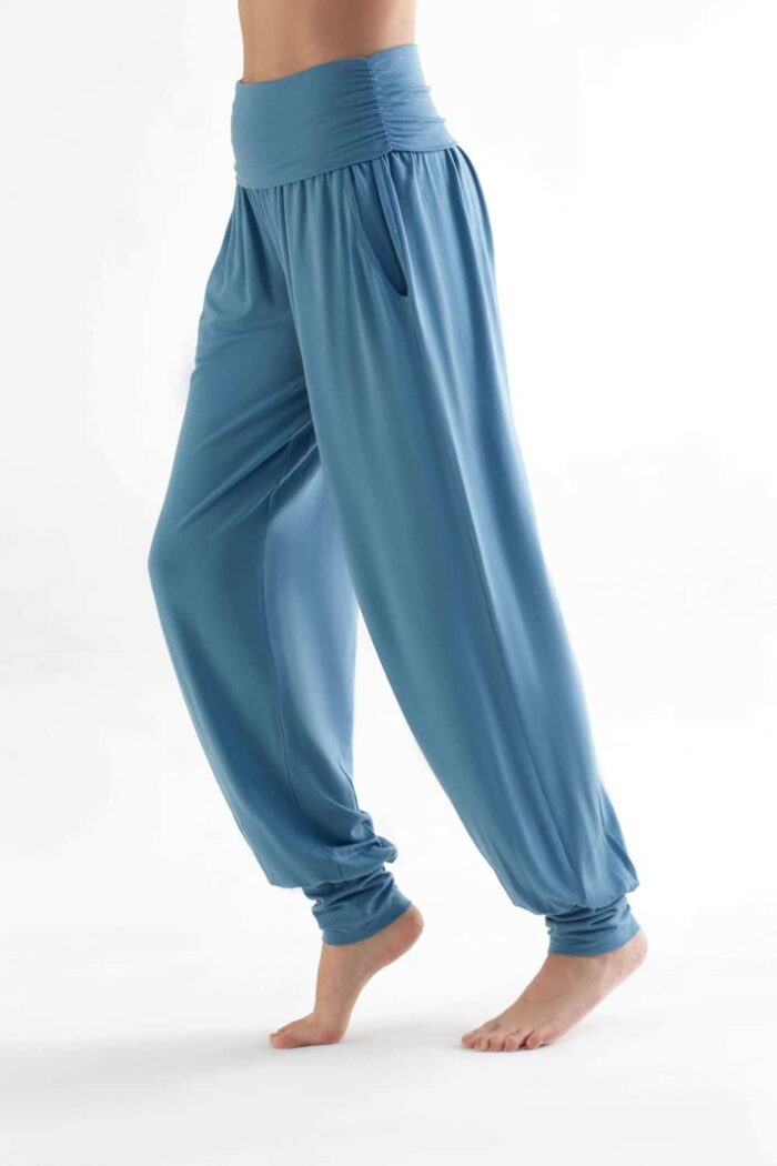 Yogabroek tencel blauw