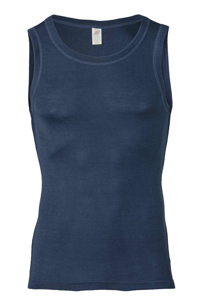 Herensinglet wol zijde donkerblauw