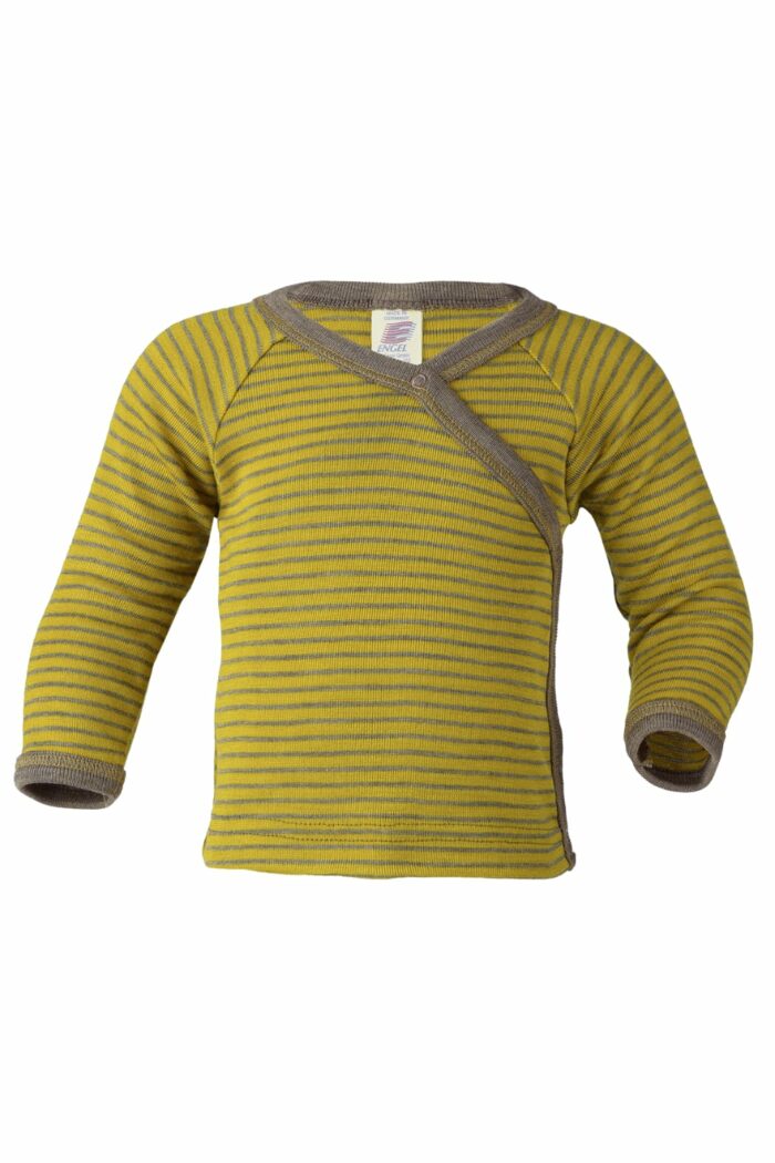 Babyshirt wol-zijde geel gestreept