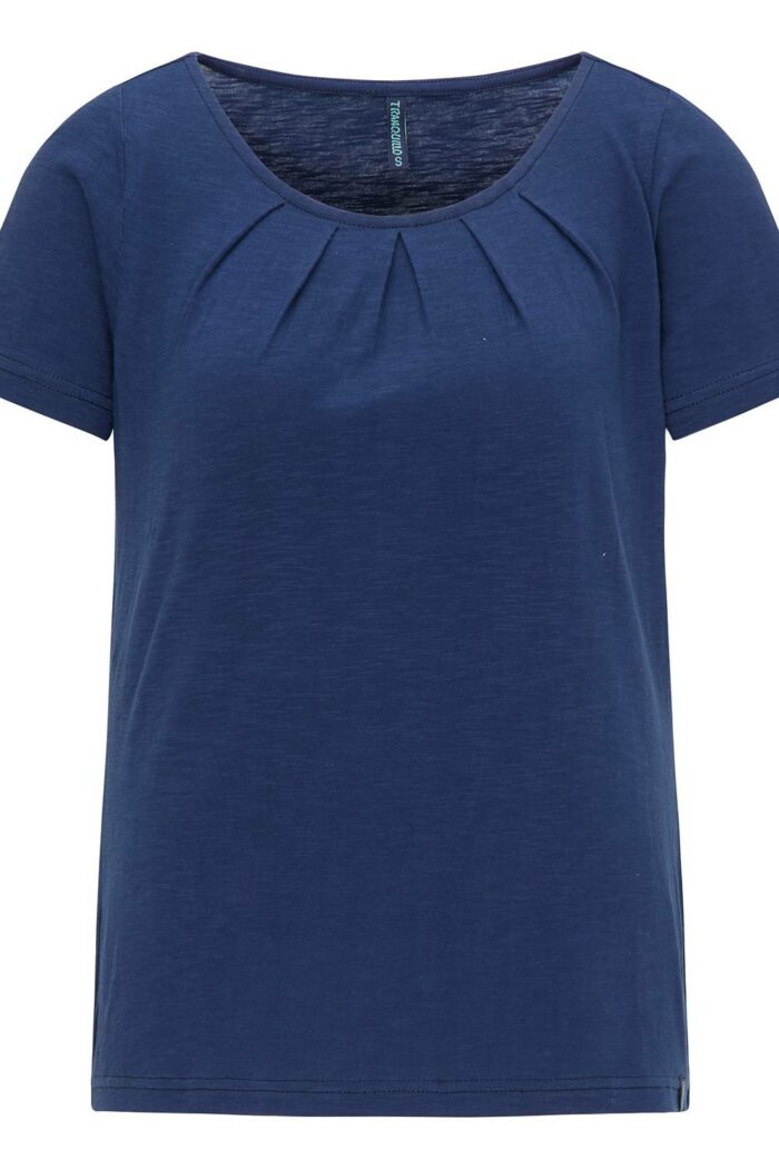 T-shirt plooitjes slub Donkerblauw