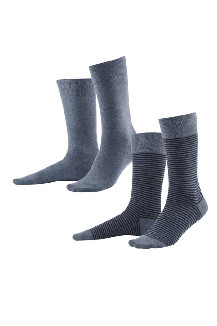 2-pack blauwe herensokken biokatoen