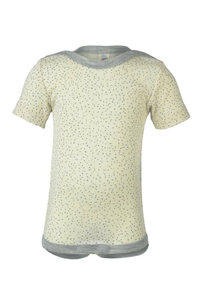 Romper wol/zijde korte mouw print