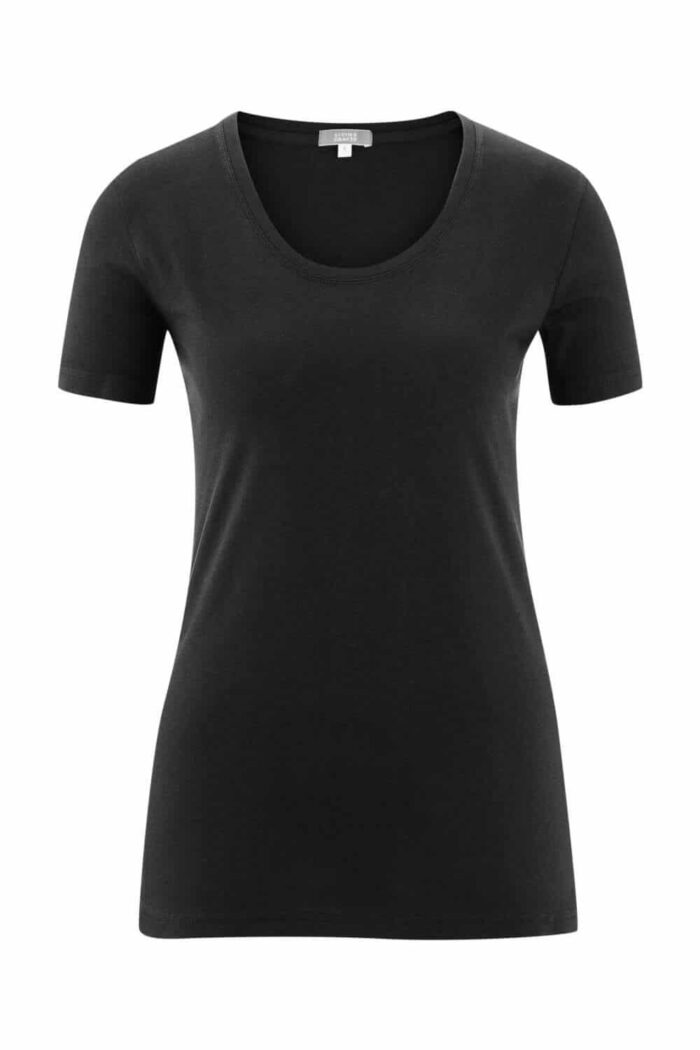 Dames t-shirt 100% biokatoen  zwart