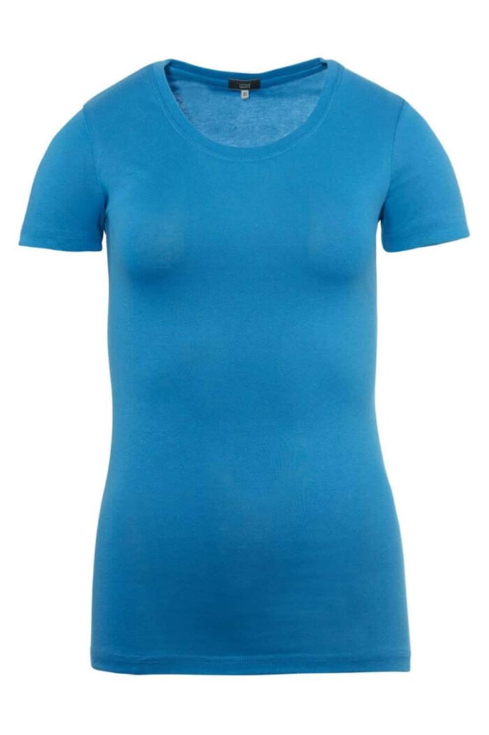 Dames t-shirt 100% biokatoen aqua
