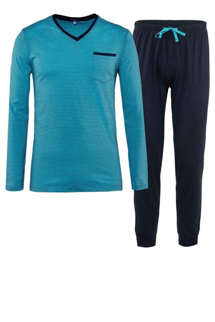 Dunne heren pyjama petrolblauw