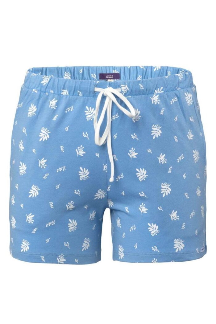 Pyjama short blauw gebloemd