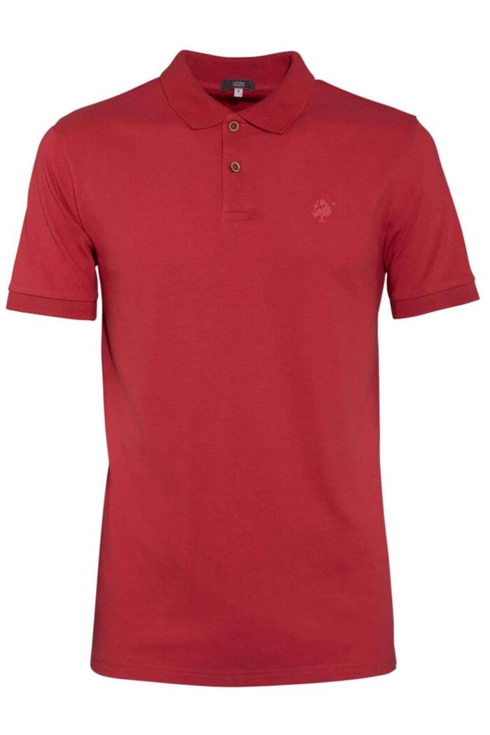 Poloshirt bamboe/biokatoen aquablauw of rood