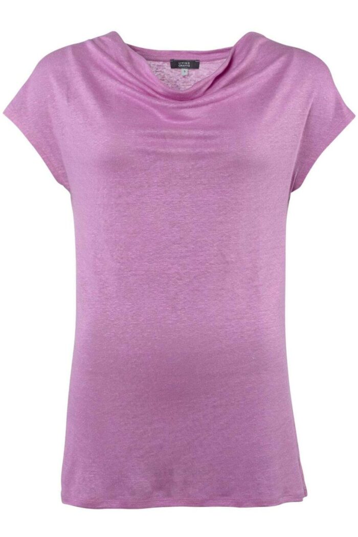 Linnen top watervalhals Roze