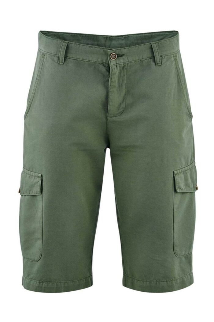 Heren korte broek linnen met biokatoen olijfgroen