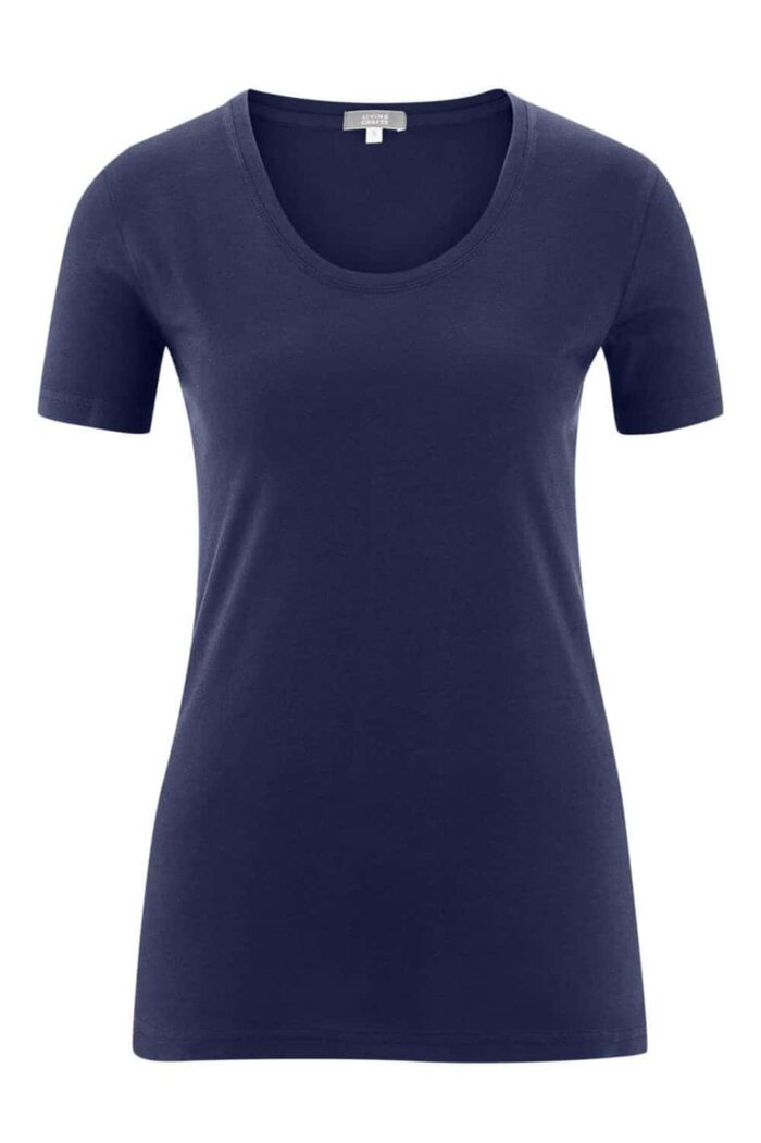 Dames t-shirt 100% biokatoen donkerblauw
