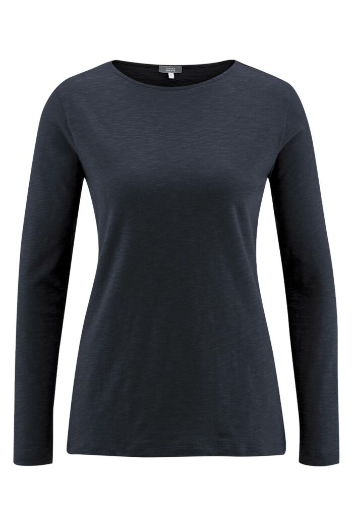 Basic shirt lange mouw boothals donkerblauw