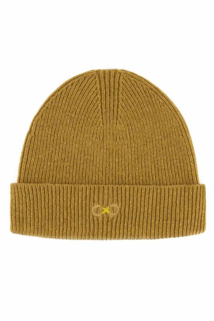 Beanie van gerecyclede wol geel