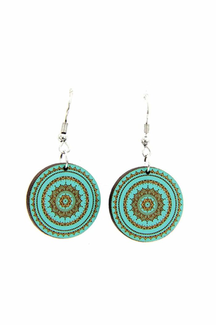 Oorbel hang mandala aqua