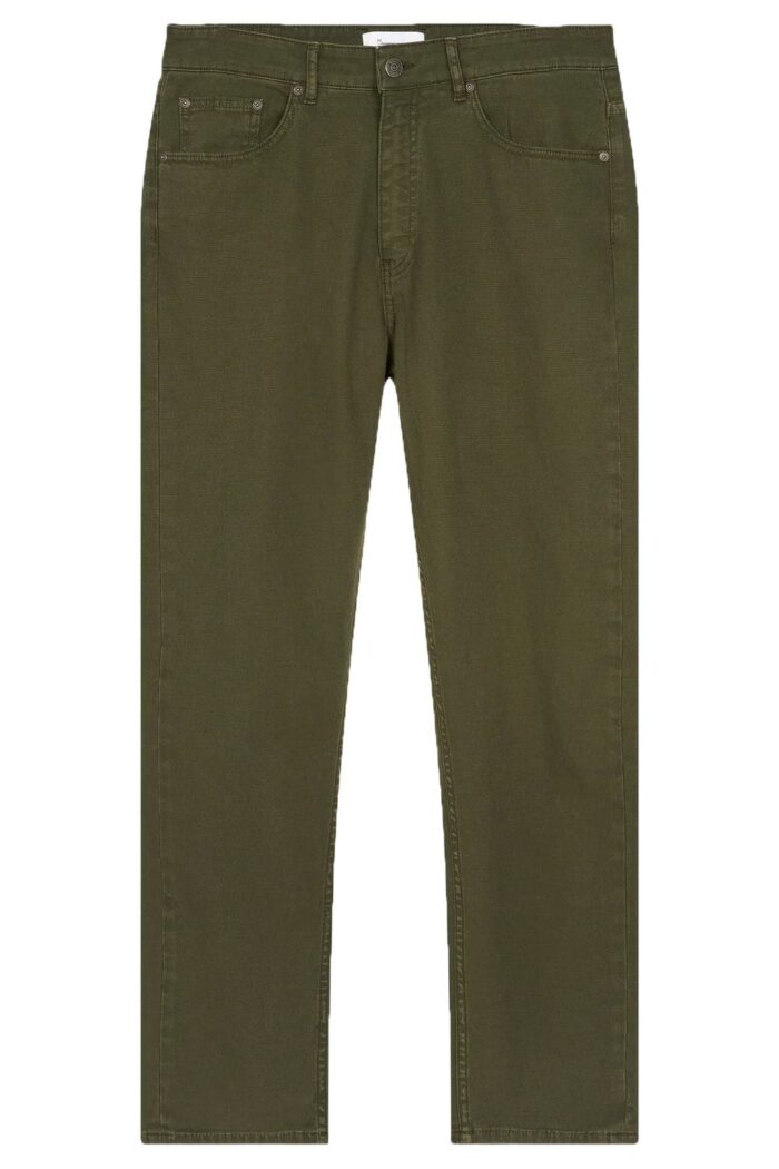 Canvas broek 5-pocket donker olijfgroen