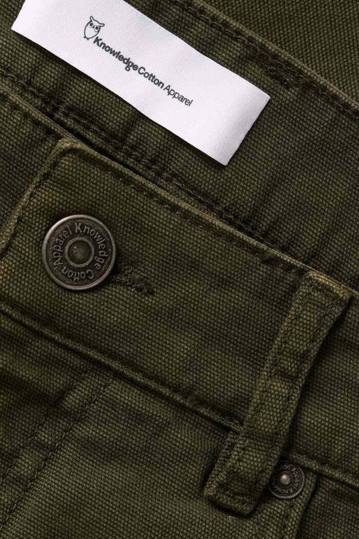 Canvas broek 5-pocket donker olijfgroen - Afbeelding 4