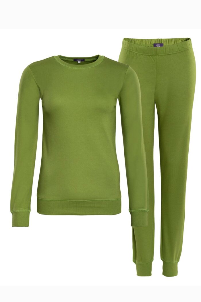 Damespyjama biokatoen groen