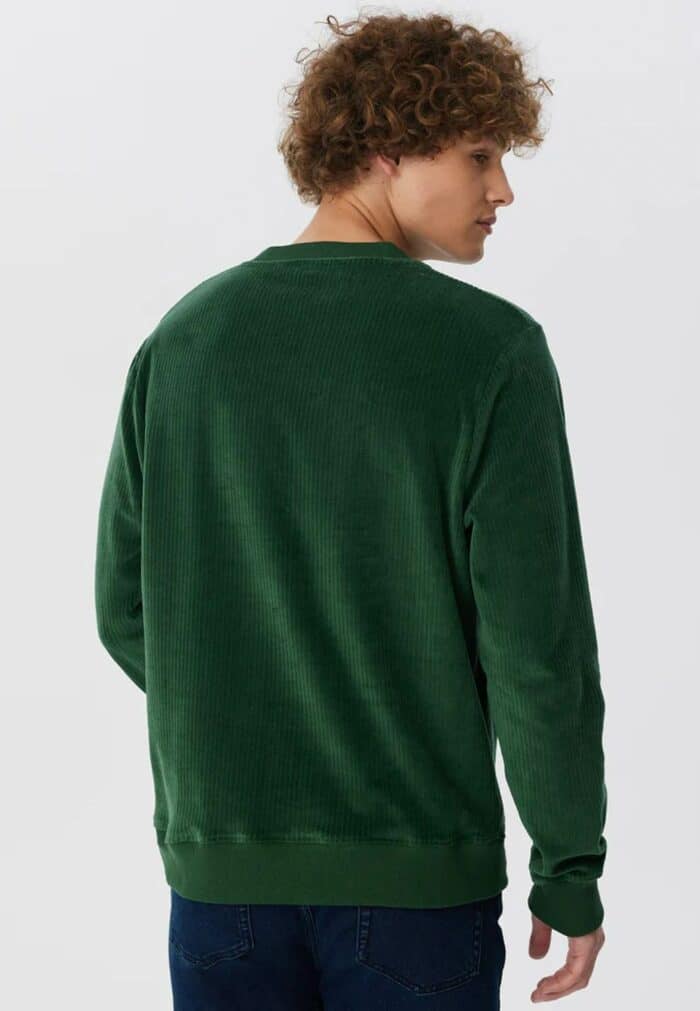 Rib velours herensweater groen - Afbeelding 2