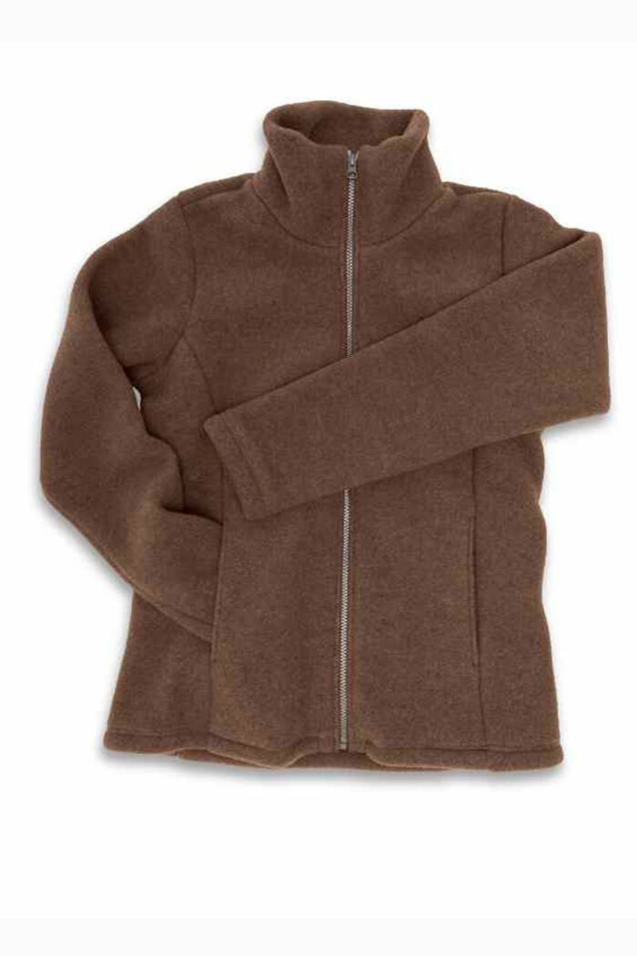 Wollen damesfleecevest 100% merinowol bruin