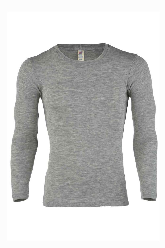 Herenshirt wol-zijde lange mouw grijs