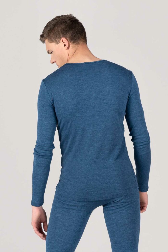Longsleeve wol biokatoen blauwmelange - Afbeelding 3