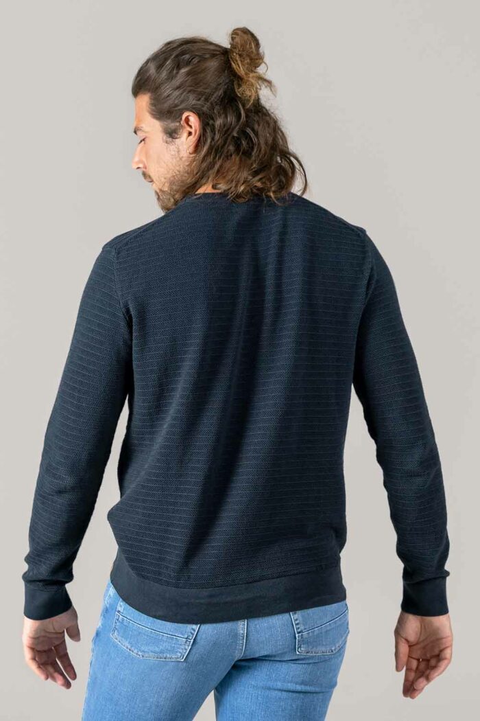 Biokatoenen trui donkerblauw - Afbeelding 3
