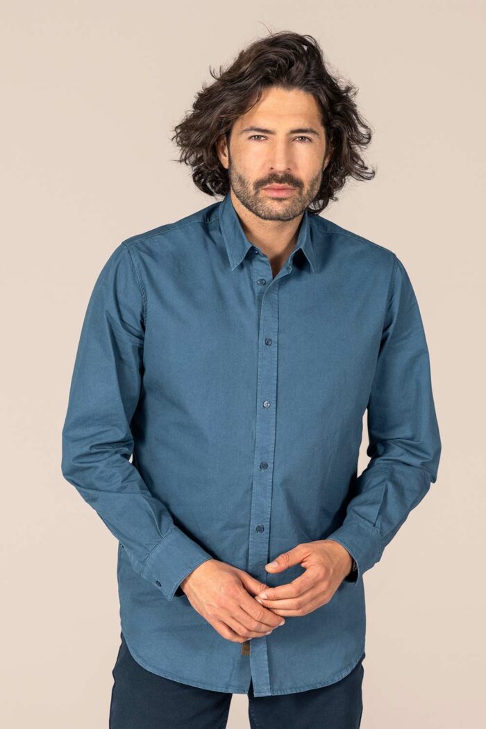 Overhemd 100% biokatoen blauw - Afbeelding 2