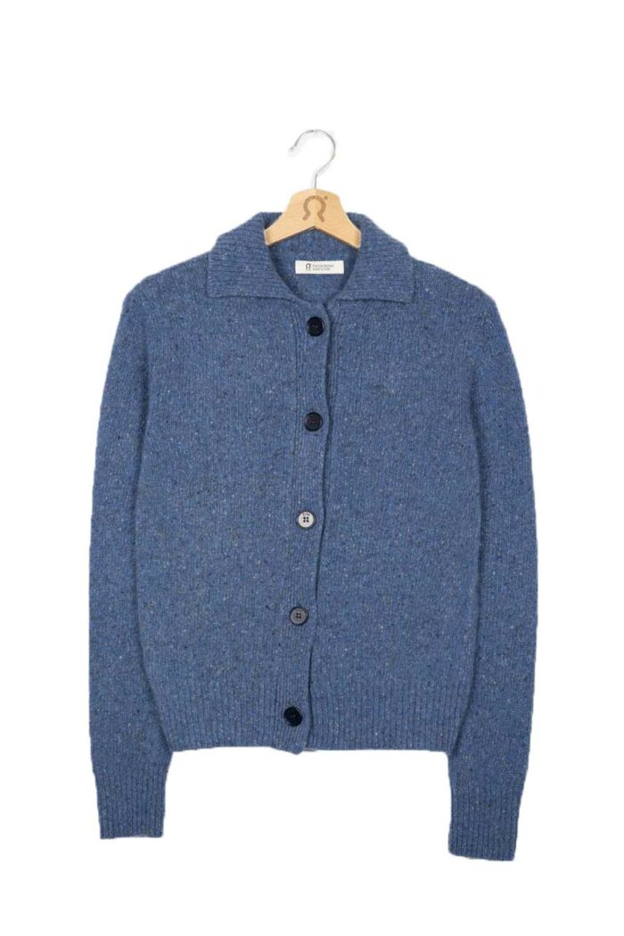 Vest met kraag en knopen blauw - Afbeelding 2