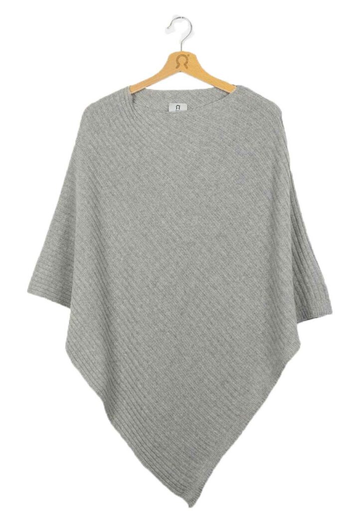 Poncho van recycled kasjmier grijs