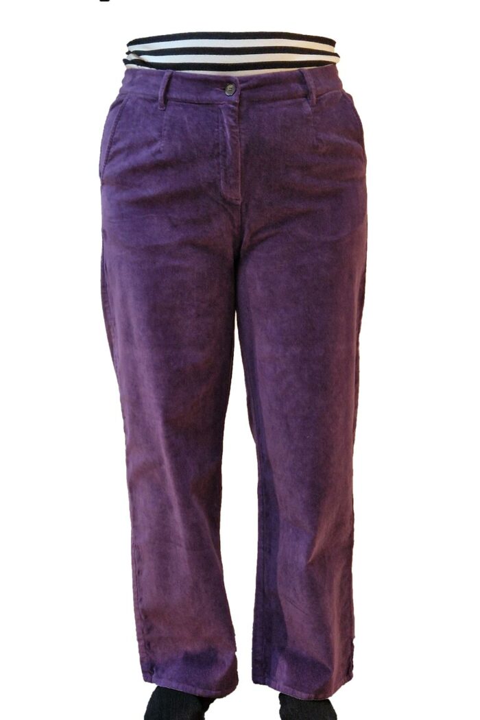 Velvet broek met wijde pijpen paars