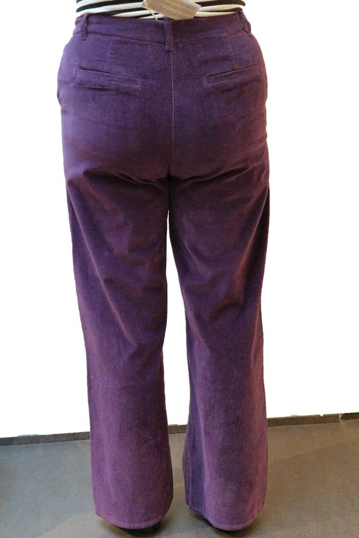 Velvet broek met wijde pijpen paars - Afbeelding 2